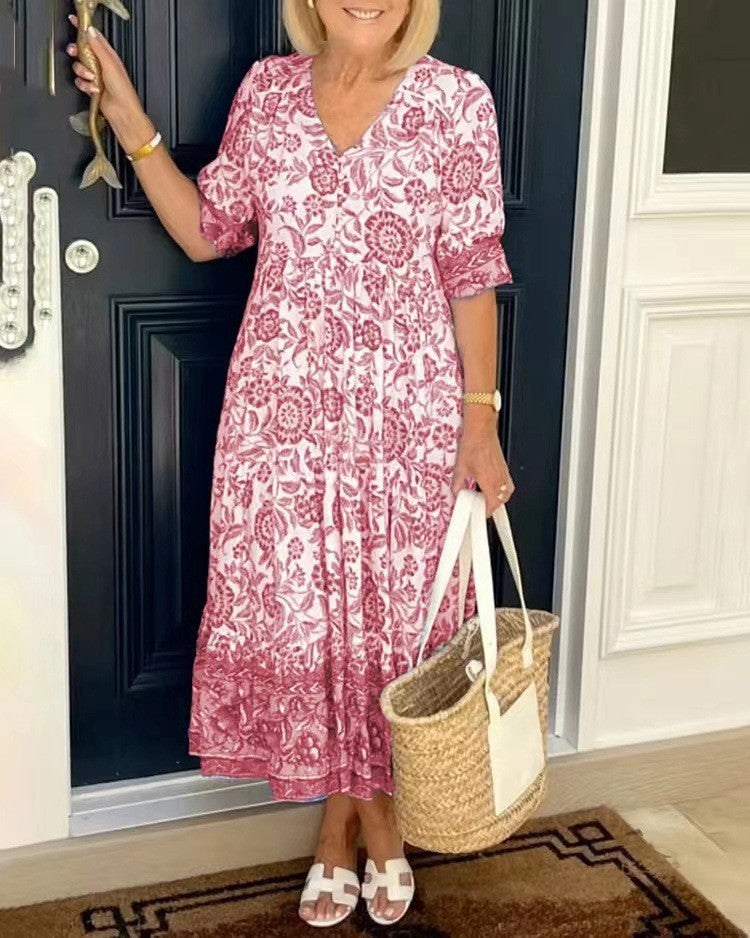 Robe Nia – Bohème-Stil & Femininer V-Ausschnitt