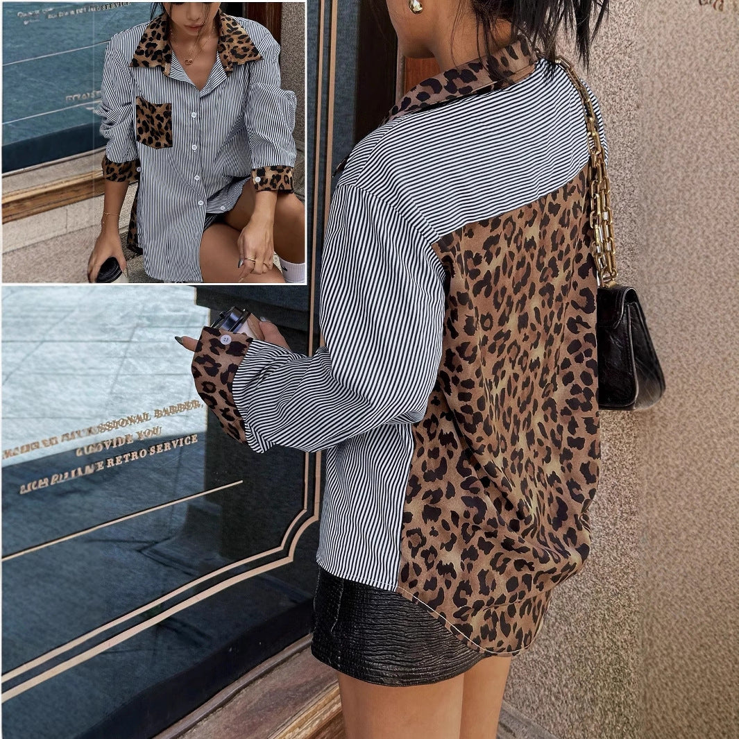 Leopardenprint Bluse mit Streifen – Lässiger Herbst-Look für jeden Tag
