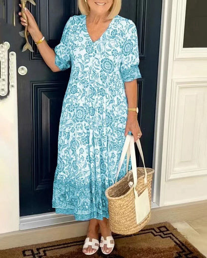 Robe Nia – Bohème-Stil & Femininer V-Ausschnitt