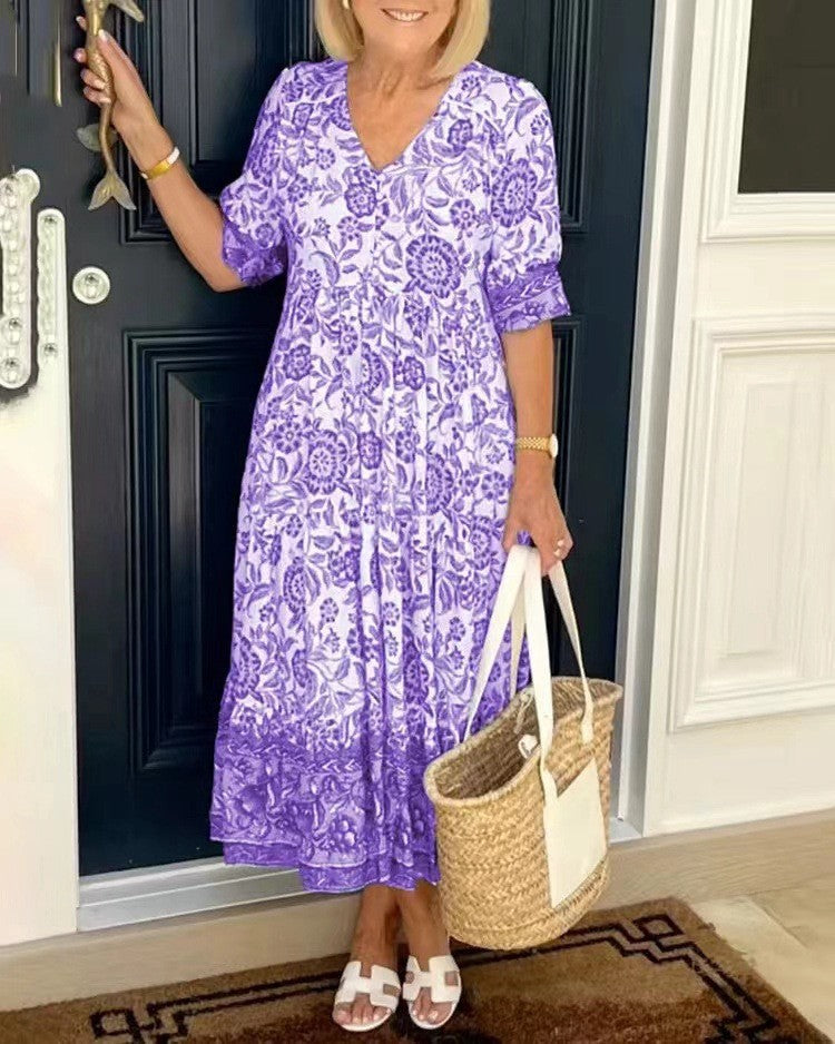 Robe Nia – Bohème-Stil & Femininer V-Ausschnitt