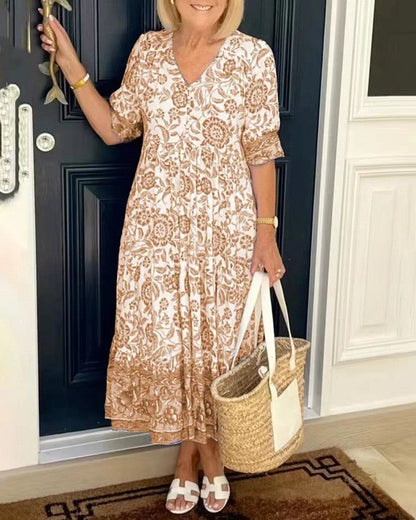 Robe Nia – Bohème-Stil & Femininer V-Ausschnitt
