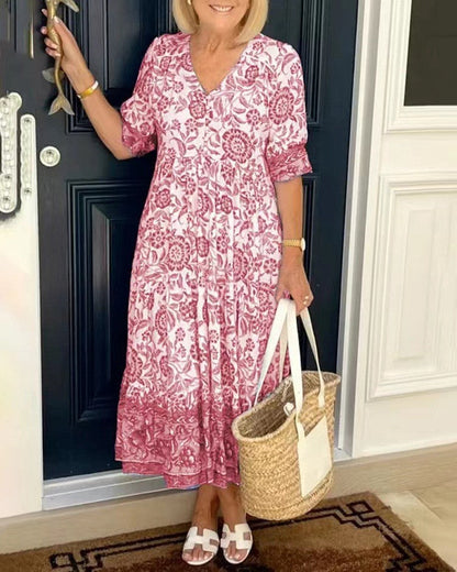 Robe Nia – Bohème-Stil & Femininer V-Ausschnitt