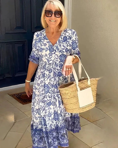 Robe Nia – Bohème-Stil & Femininer V-Ausschnitt
