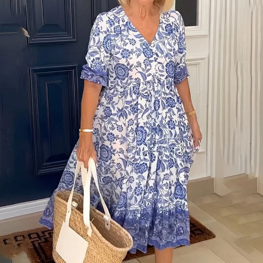 Robe Nia – Bohème-Stil & Femininer V-Ausschnitt